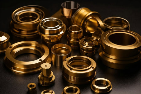 Close-up on metal blanks, products. Generative AIの素材