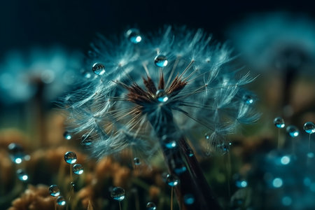 Beautiful light falls on a dandelion. Generative AIの素材