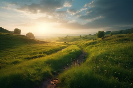 sunset in the mountains. Generative AIの素材