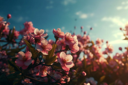 blooming magnolia tree in spring. Generative AIの素材