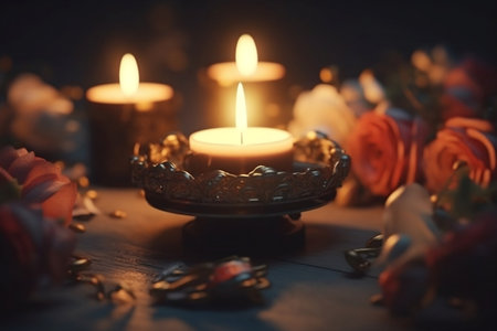 burning candles in a church. Generative AIの素材