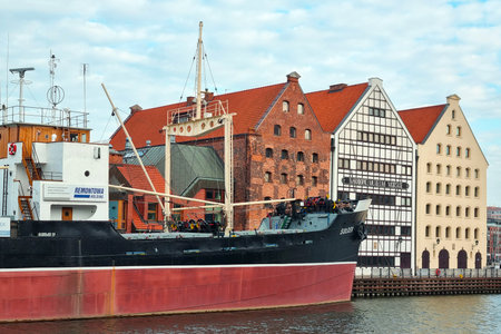 Gdansk, Poland, April 25, 2023: A big old ship is moored in Gdansk.