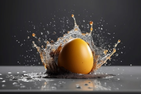 egg in water splash. Generative AIの素材