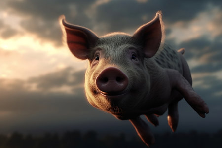 pig in a farm. Generative AIの素材