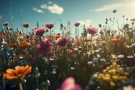 field of poppy flowers. Generative AIの素材
