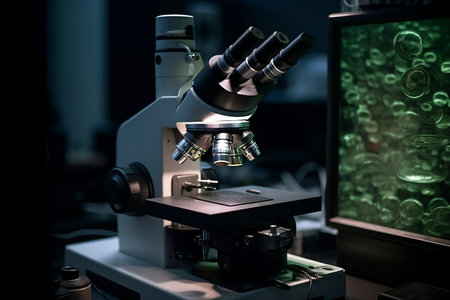 microscope in laboratory. Generative AIの素材