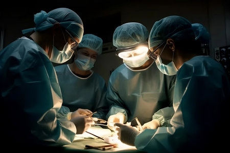 surgeons working in operating room. Generative AIの素材