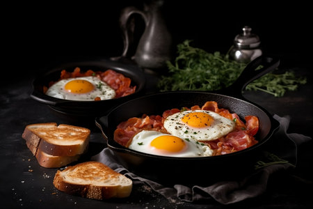 frying pan with meat. Generative AIの素材