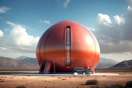 The building of the future in the desert. Generative AIの素材