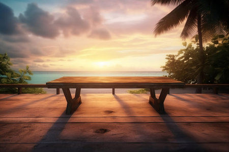 sunset on the beach. Generative AIの素材