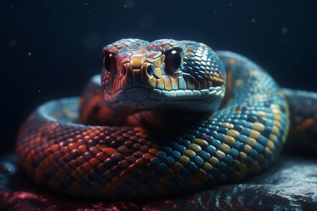 Close-up on a snake. Generative AIの素材