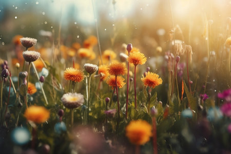 Beautiful wild flowers are blooming. Generative AIの素材