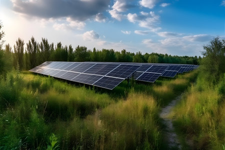 solar panels on a field. Generative AIの素材