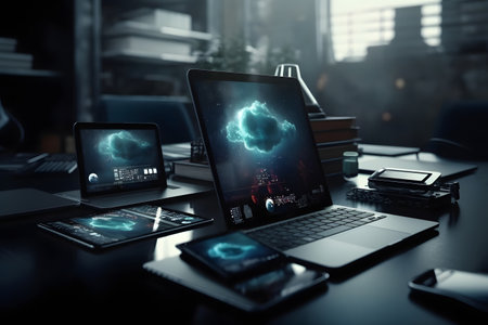 computer and laptop. Generative AIの素材