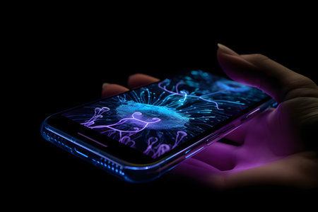 hand holding a phone. Generative AIの素材