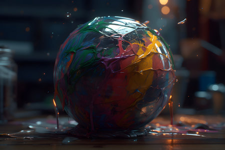 glass globe in the night. Generative AIの素材