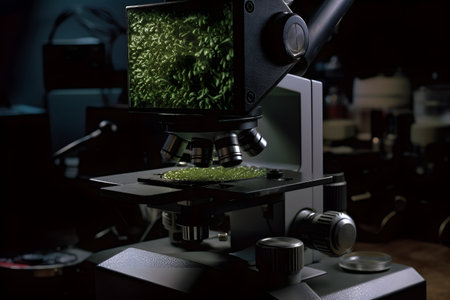 Modern microscope for study. Generative AIの素材