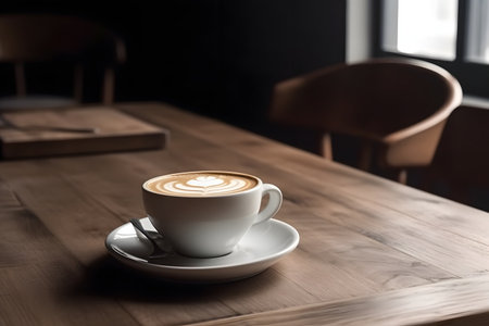 cup of coffee on a table. Generative AIの素材