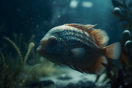 View of fish at the bottom of the sea. Generative AIの素材
