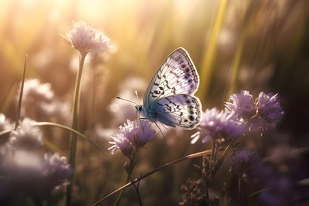 Close-up on a butterfly. Generative AI.の素材