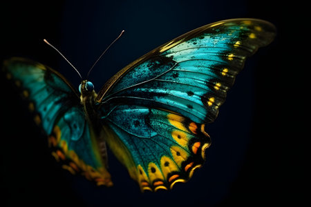 butterfly on black background. Generative AIの素材