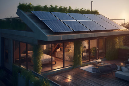 solar panels on a roof. Generative AIの素材