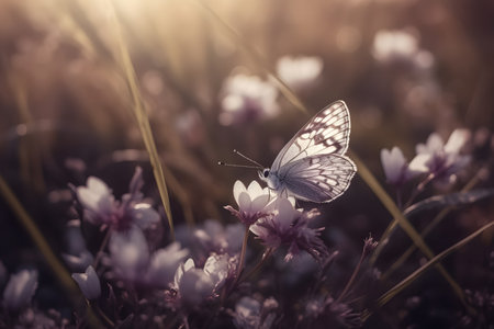 Beautiful butterfly on a flower. Generative AIの素材