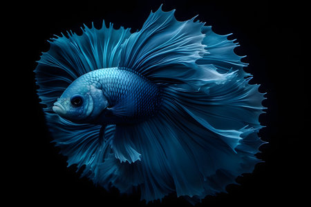 view of a beautiful dark blue fish. Generative AIの素材