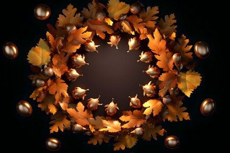 christmas wreath on black background. Generative AIの素材