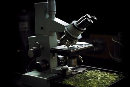 microscope on black background. Generative AIの素材