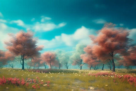 autumn landscape with trees. Generative AIの素材