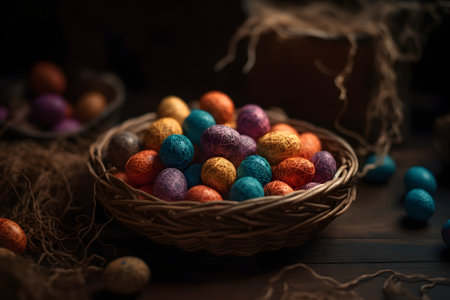easter eggs in a basket. Generative AIの素材