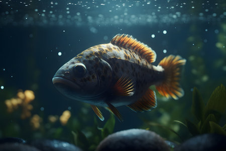 fish in aquarium. Generative AIの素材