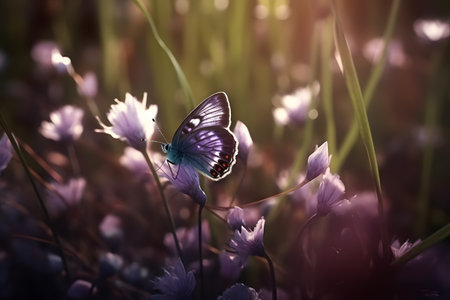 Beautiful spring background of a blooming field. Generative AIの素材