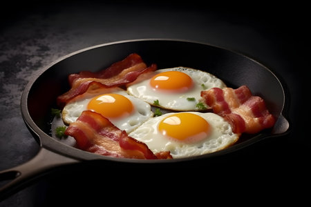 fried eggs with bacon. Generative AIの素材