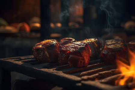 meat on the grill. Generative AIの素材