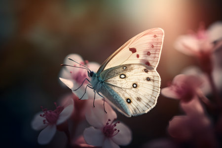 butterfly on a flower. Generative AIの素材