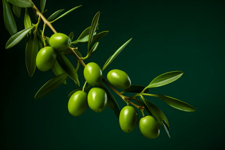 green olives on branch. Generative AIの素材