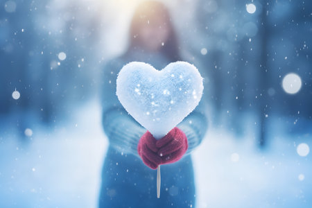 heart in the snow. Generative AIの素材