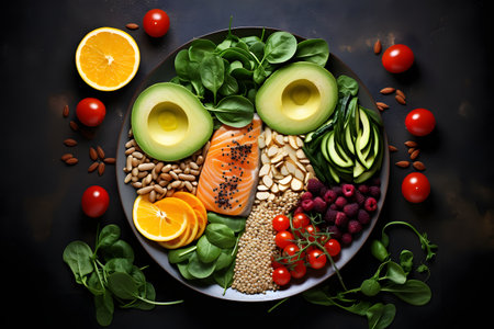 vegetables on a plate. Generative AIの素材