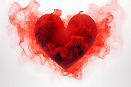 red heart made of watercolor. Generative AIの素材