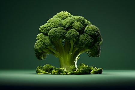 broccoli on a wooden background. Generative AIの素材