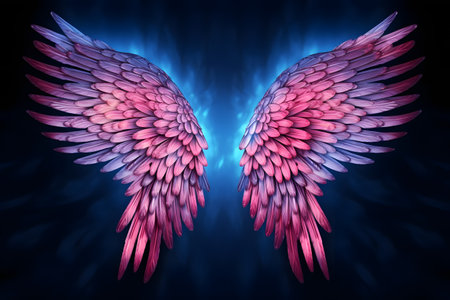 Glowing angel wings. Generative AIの素材