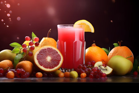 fruit juice and fruits. Generative AIの素材