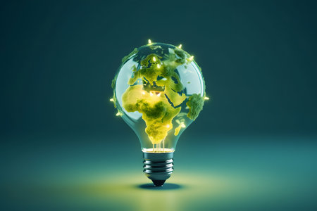 light bulb with earth. Generative AIの素材