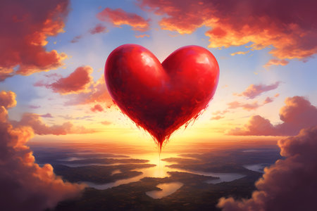 heart in the sky. Generative AIの素材
