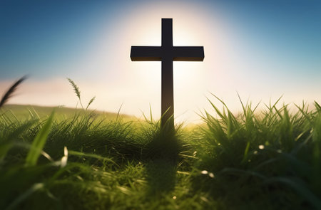 cross in the grass. Generative AIの素材