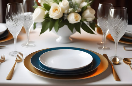 table set for a dinner. Generative AIの素材
