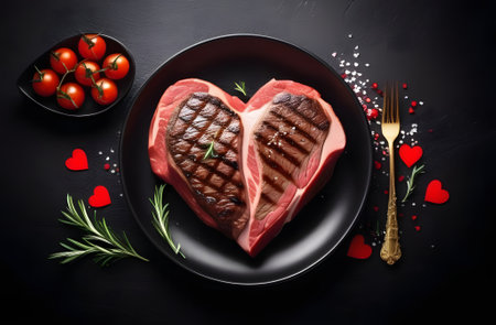 heart shaped meat. Generative AIの素材