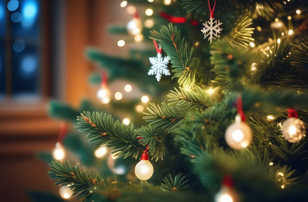 christmas tree and decorations. Generative AIの素材